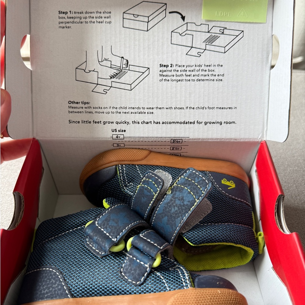 See Kai Run Navy Blue and Lime Green Kids Sneakers - Picture 7 of 11